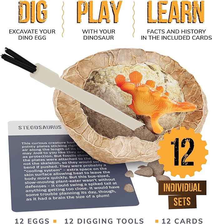 Kids using dinosaur excavation kit educational toy activity