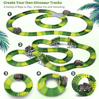 kids dinosaur racing track playset with bendable track pieces