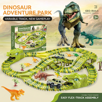 kids DIY dinosaur track assembly toy with flexible rail system