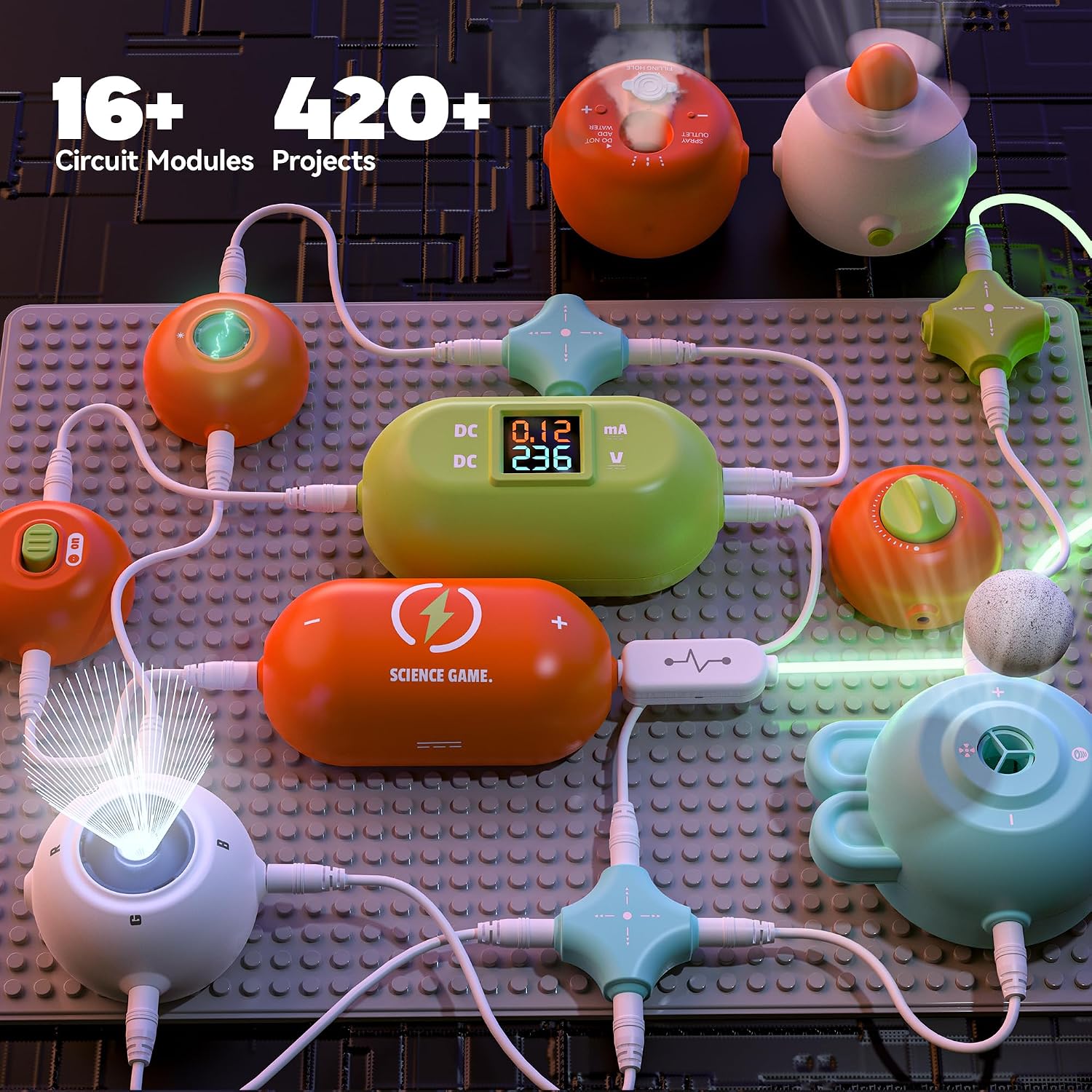Kids electronics science kit with 35 electronic parts for STEM activities