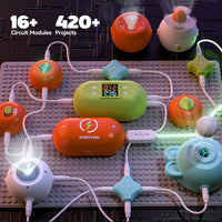 Kids electronics science kit with 35 electronic parts for STEM activities