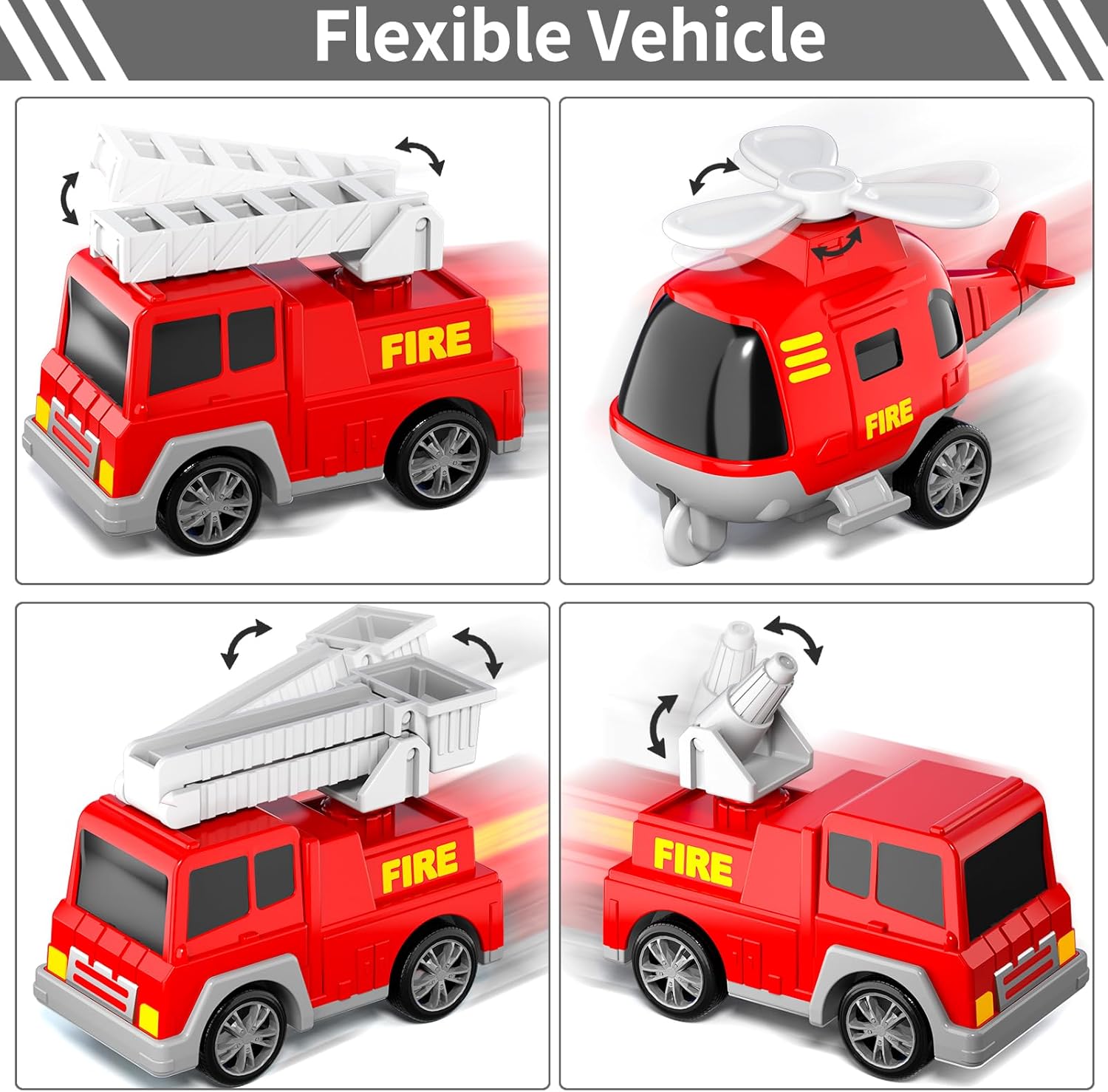 Kids Emergency Vehicle Toy Fire Truck Set