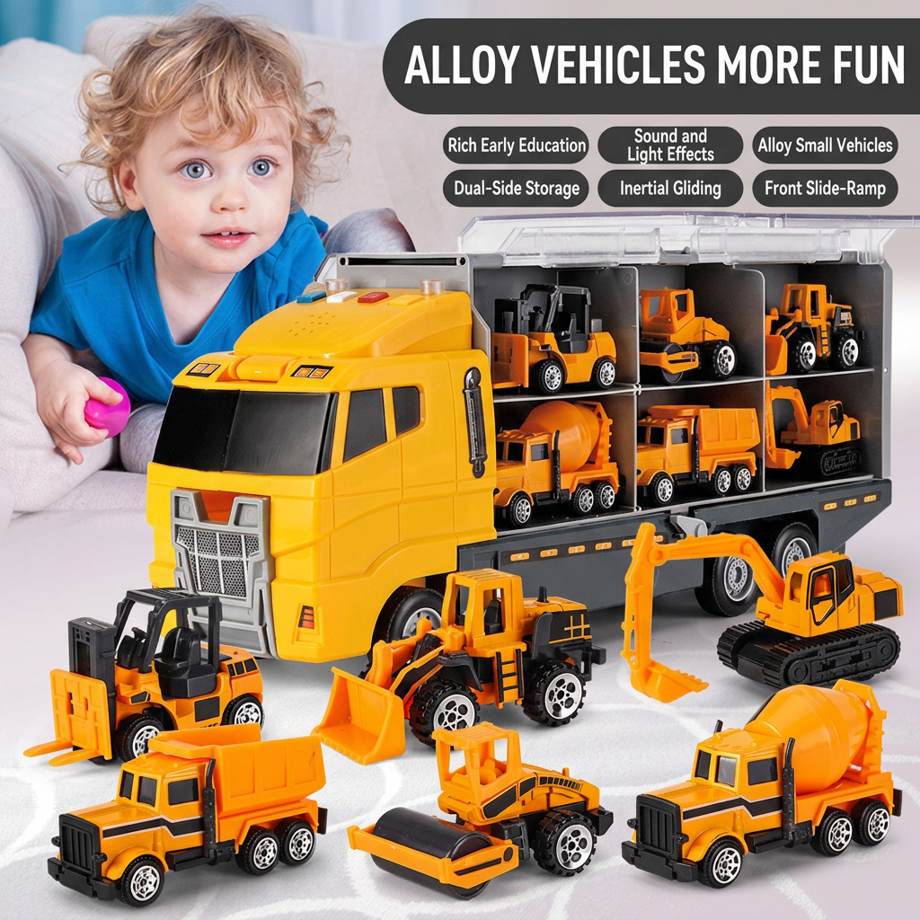 kids fire engine toy with container tractor vehicle set