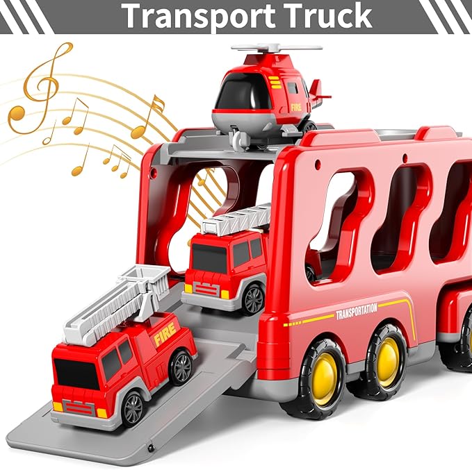 Kids Fire Truck Toy With Light And Sound Effects