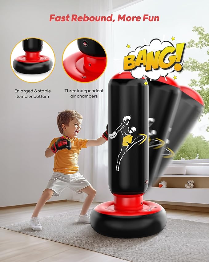 Kids fitness punching bag toy for home play, exercise, and recreational activities