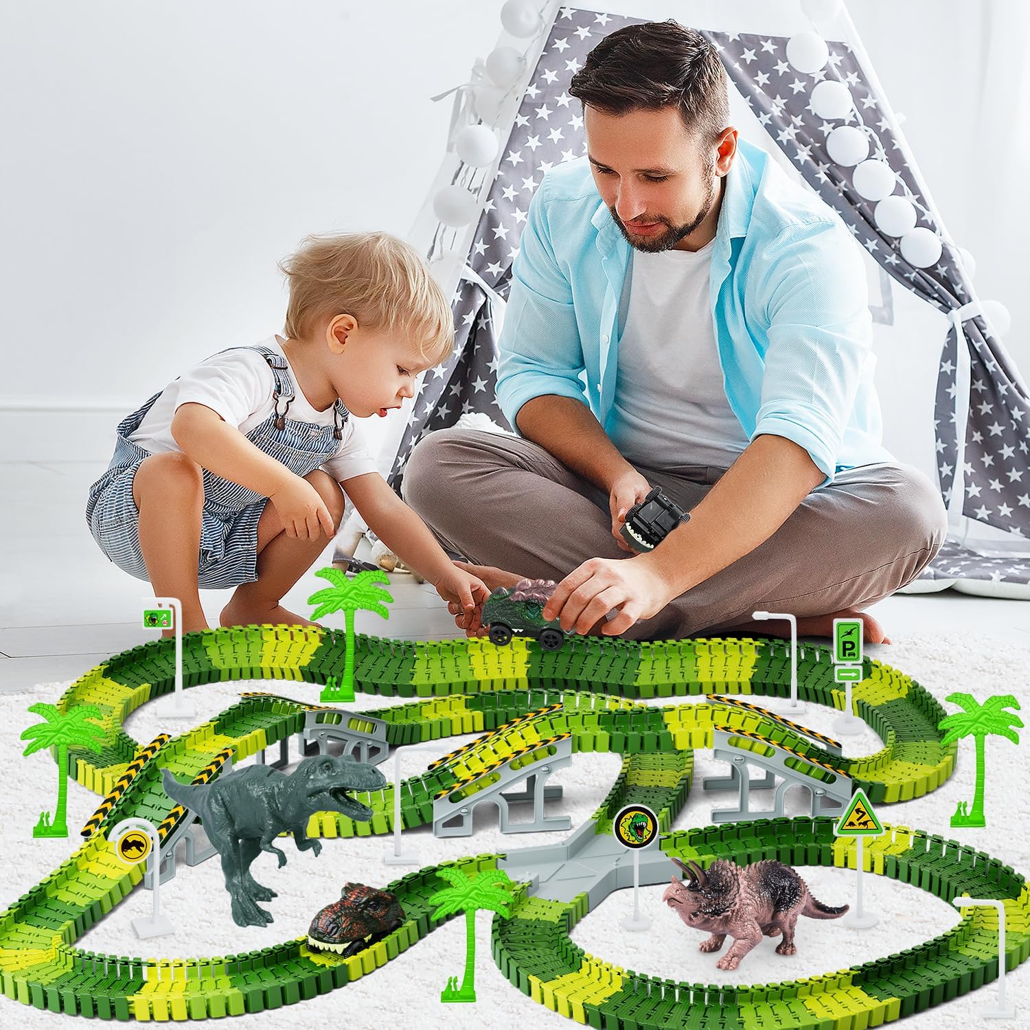 kids flexible track dinosaur toy set for fun and learning
