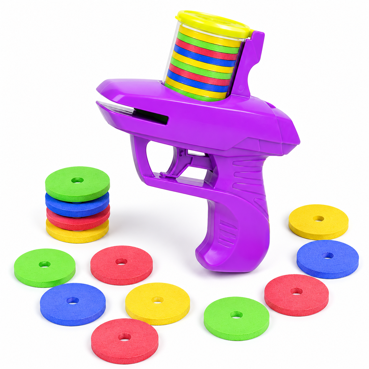 Kids indoor outdoor soft dart toy with colorful launcher design