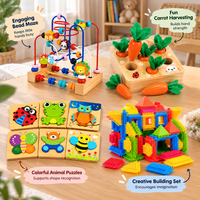 Four colorful kids activity toys arranged together for hands-on indoor play