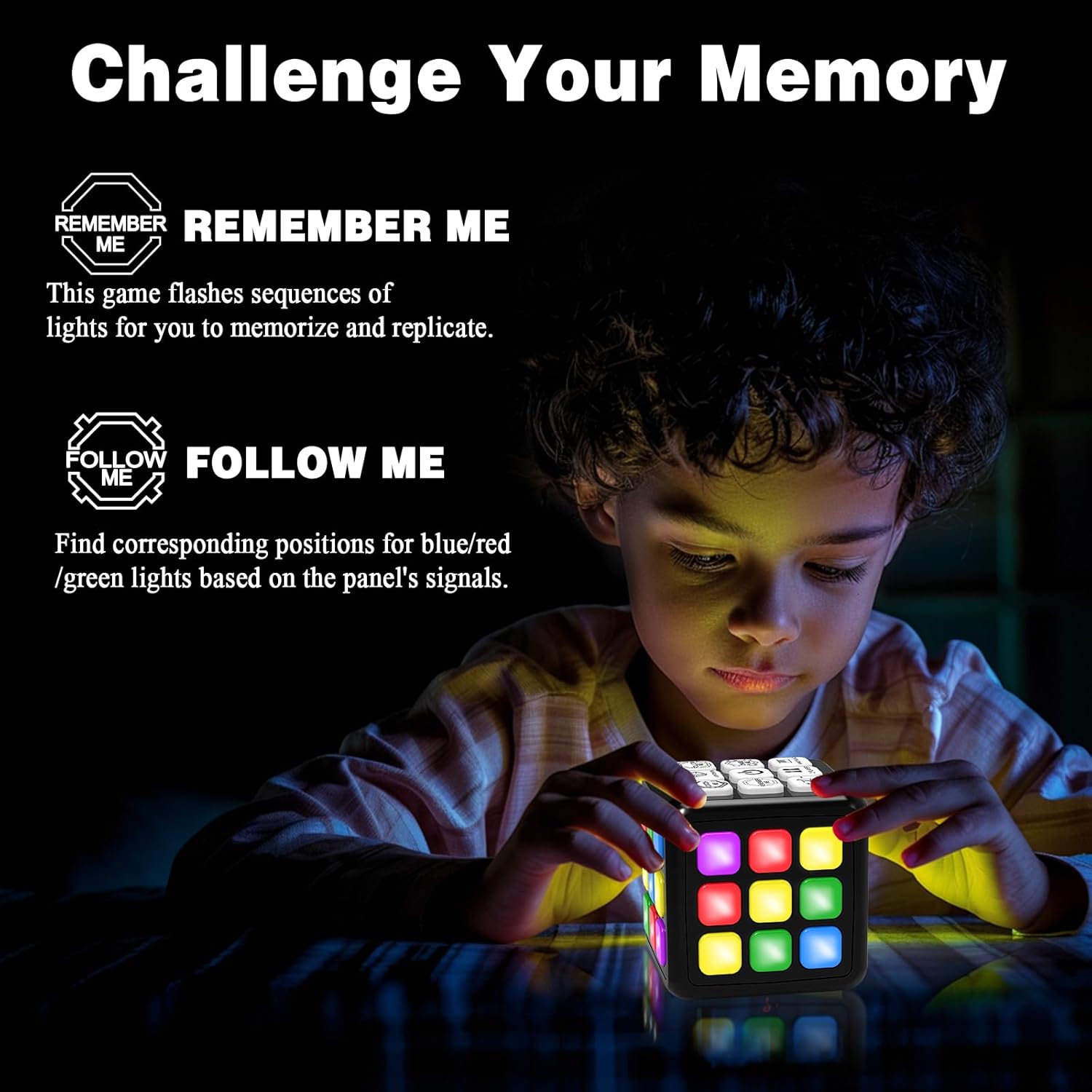Kids light-up puzzle toy for memory practice and focus play