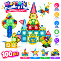 Kids magnetic shape building pieces displayed for construction activities.