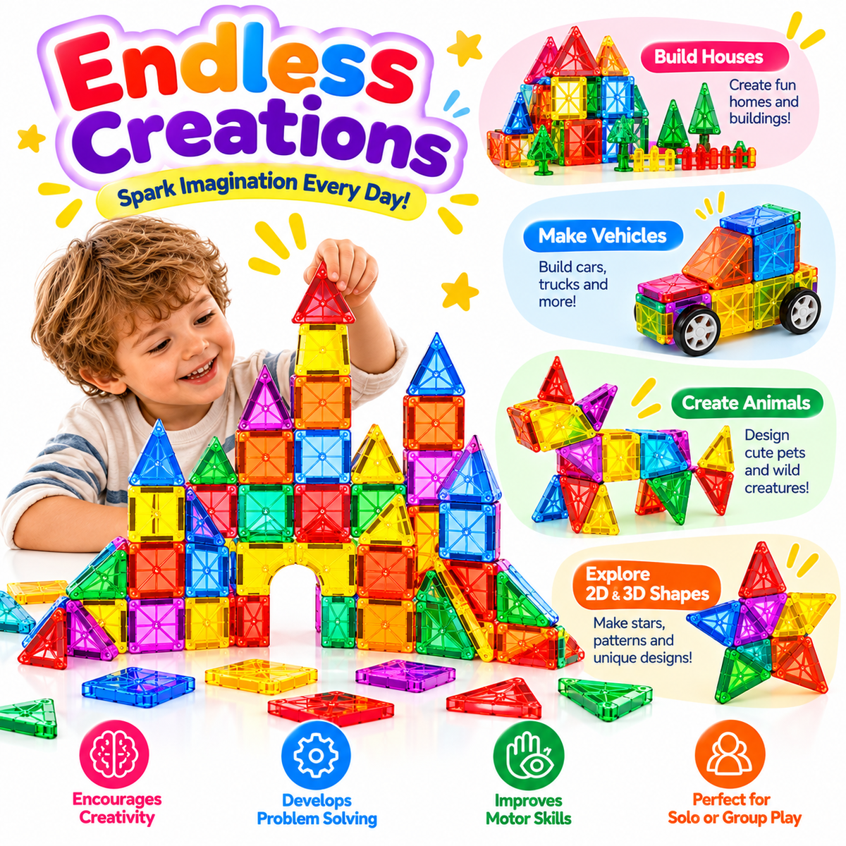 Kids' magnetic window blocks showing the selected product variation.