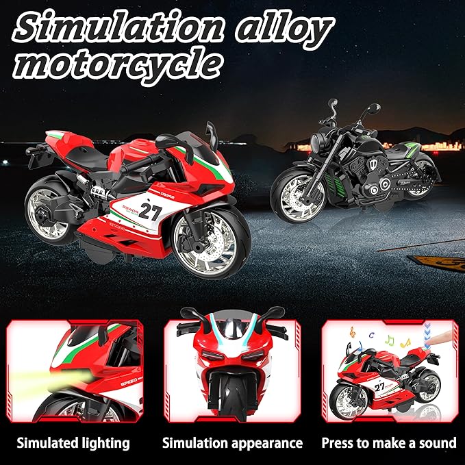 kids motorcycle racing toy set 4 pack friction bikes