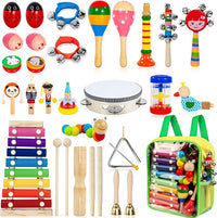 Kids musical instruments set wooden toys with xylophone and percussion instruments for toddlers