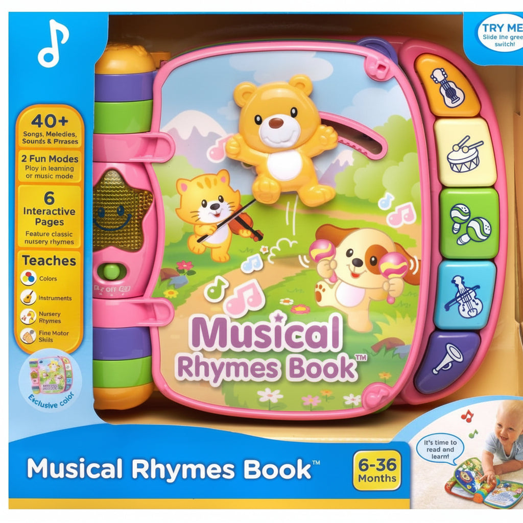 Kids musical learning book in pink color for toddlers