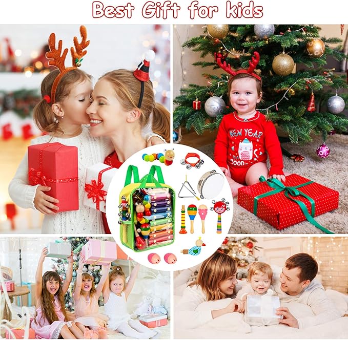 Kids musical toy set with xylophone and percussion instruments educational wooden toys for toddlers and preschool learning