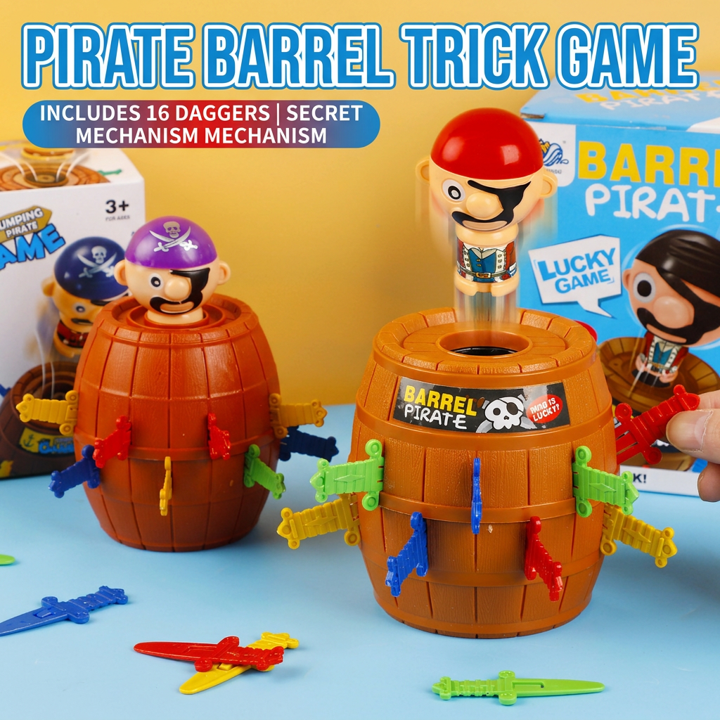 Kids party pirate game with interactive sword play