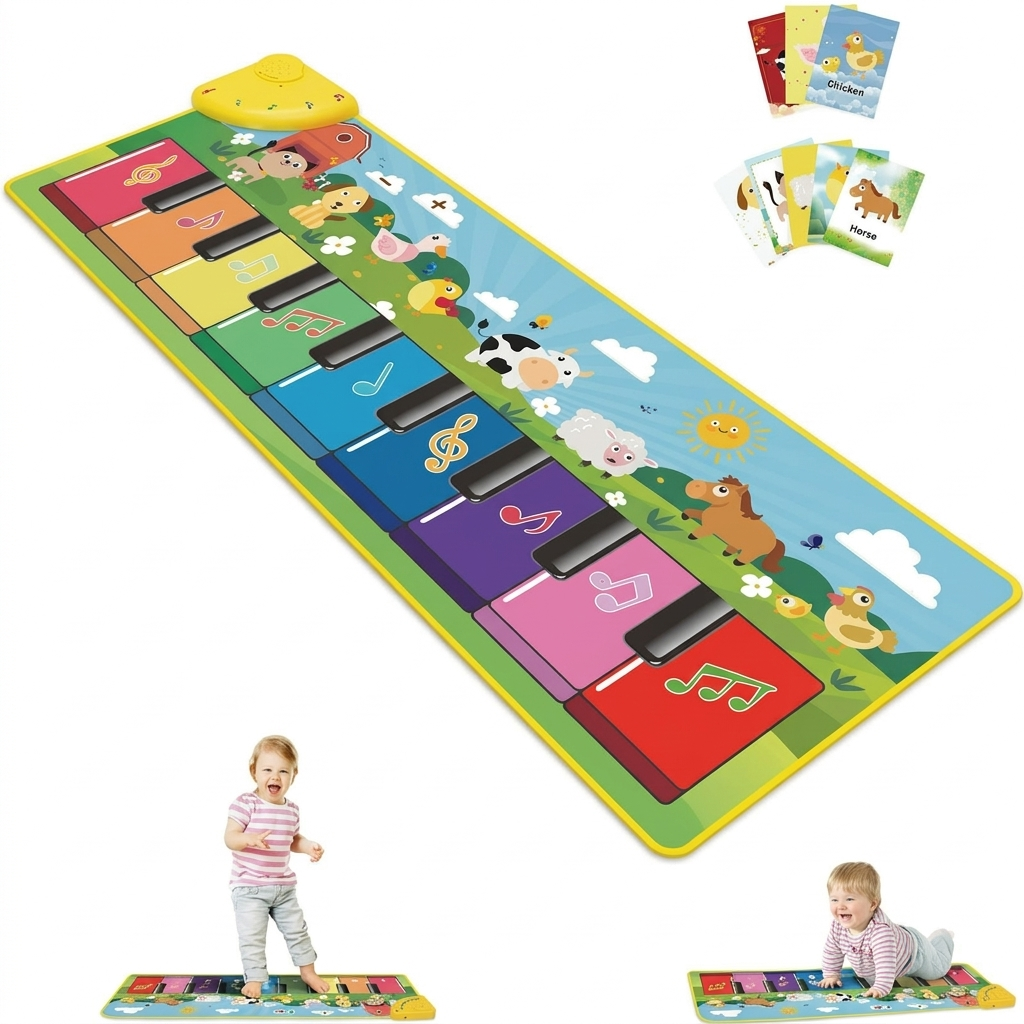 Kids piano mat for toddlers musical floor mat toy with keyboard design for babies and early learning