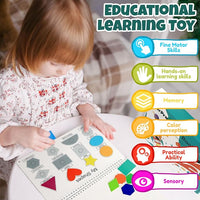 Kids playing montessori busy book learning activity toy for toddlers