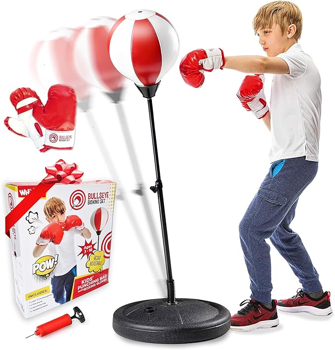 Kids punching bag with stand boxing set