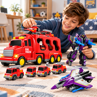 Kids rescue and construction toy collection with fire vehicles and RC excavator