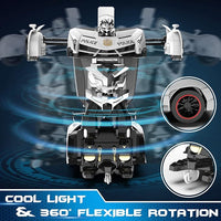 Kids robot transforming car toy with flashing lights and 360° action