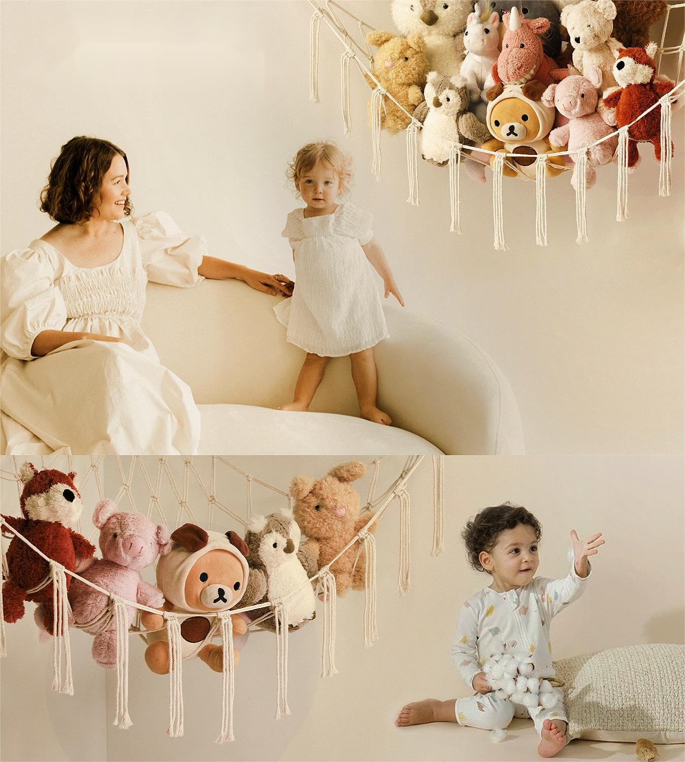 Toy Hammock Net Installed in Kids Room for Plush Toy Organization