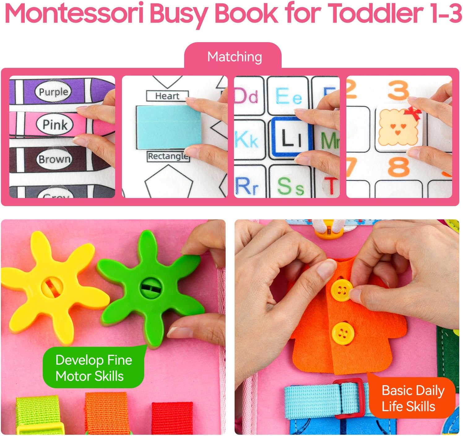 Kids sensory play busy book for early learning and development