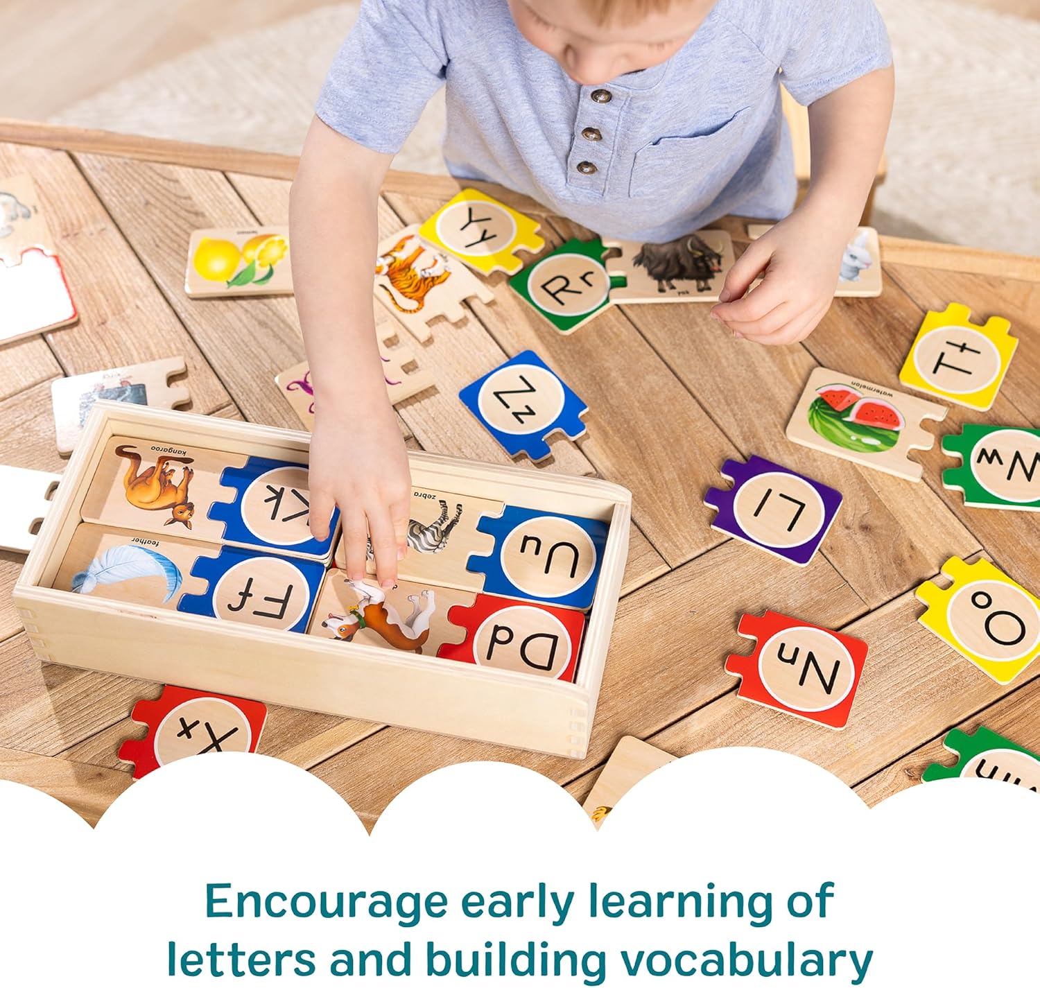 Kids spelling alphabet puzzle toy wooden ABC learning toy for preschool education