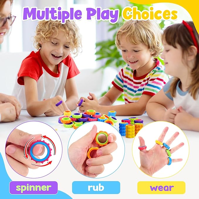 Kids spinner fidget ring set with assorted colours