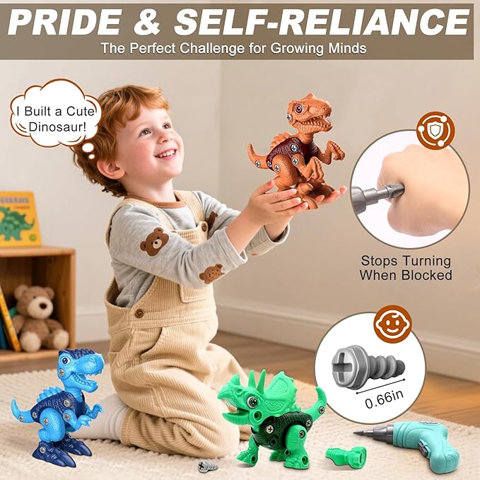 kids STEM dinosaur toy set for learning and creativity
