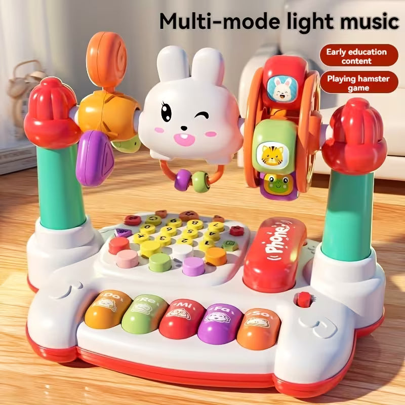 Kids storytelling rabbit phone toy with buttons, sounds and light-up play features