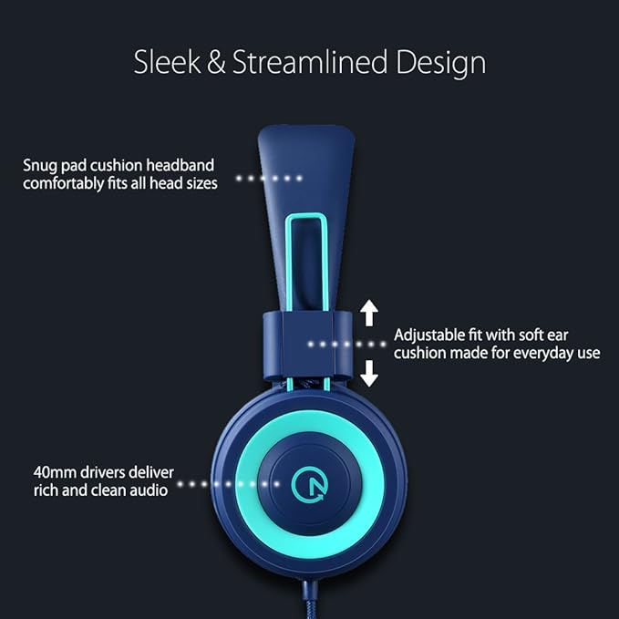 Kids travel headphones for airplane and tablet use