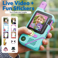 Kids two-way radio toy featuring a built-in camera for interactive communication.