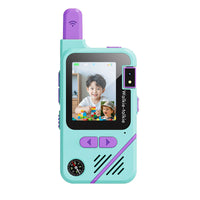 Kids video walkie talkies featuring a rechargeable two-pack wireless communication toy set.