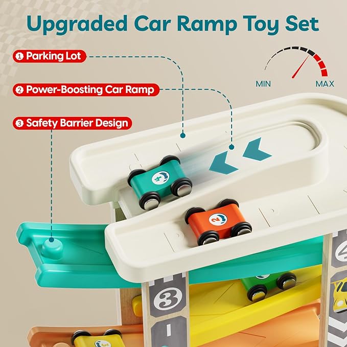 kids wooden car ramp playset with smooth finish