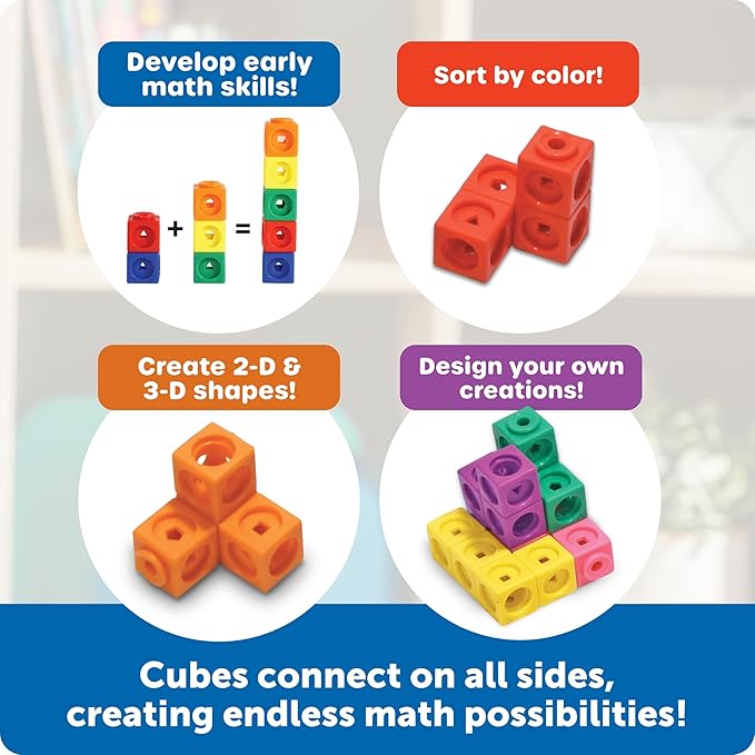 Kindergarten linking cubes learning toy for early counting, grouping and hands-on math practice