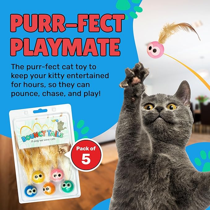 Feathered cat play balls for kittens and cats