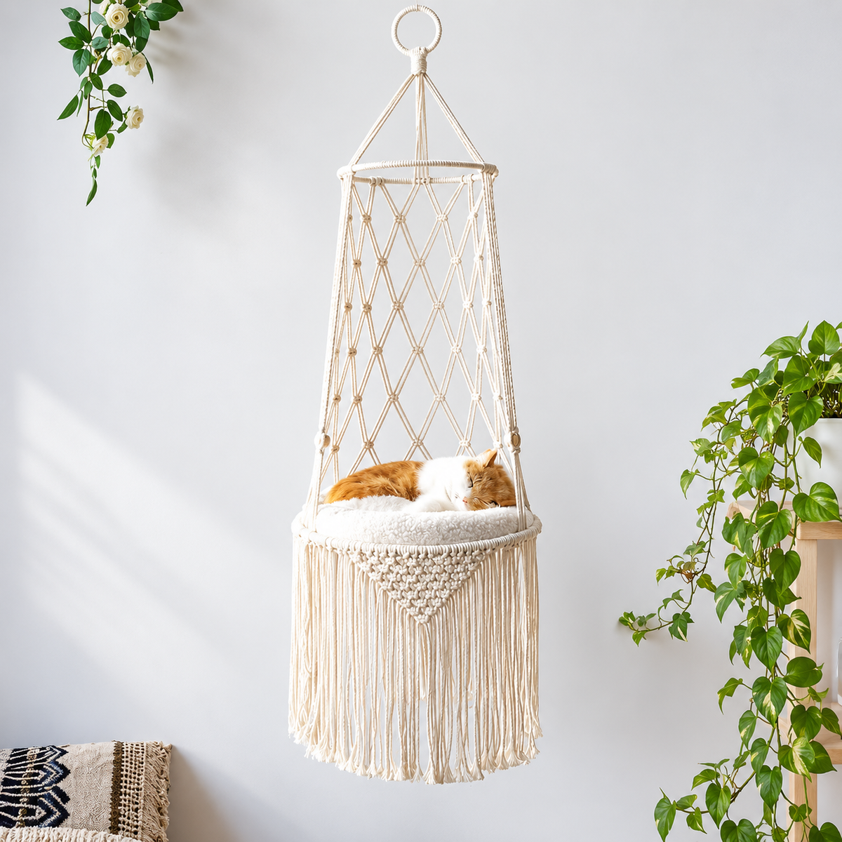 Kitten Window Hanging Bed with Compact Hammock Design