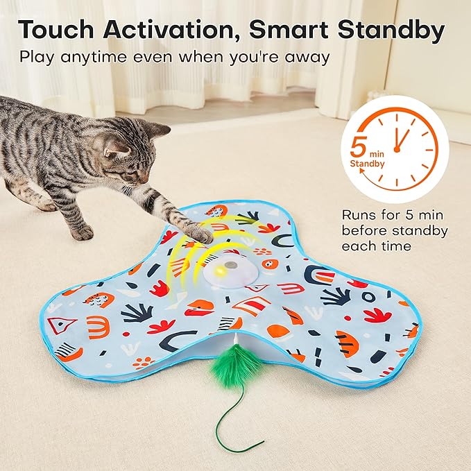 Kitten Exercise Toy with Squeaky Mouse and Floral Cover for Engaging Play