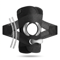 Front view of adjustable knee brace compression support with air mesh fabric and side stabilizers for pain relief