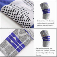 Back view of hinged knee brace with compression sleeve for joint stabilization and support during workouts