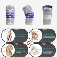 Close-up of silicone gel spring and adjustable straps on hinged knee brace for targeted compression and support