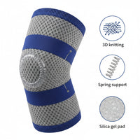 Side view showing hinged stabilizer and adjustable straps on knee sleeve