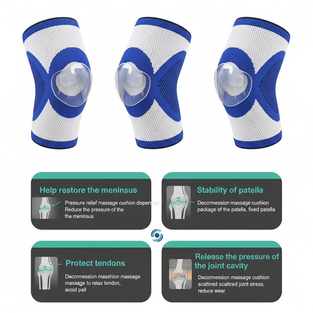 Knee compression sleeve worn during walking or daily activities