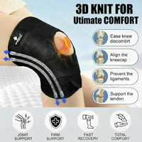 Knee compression sleeve worn during running or workout activity