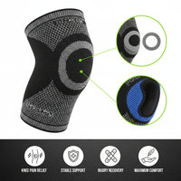 Back view highlighting breathable material and ergonomic stabilizer on knee sleeve