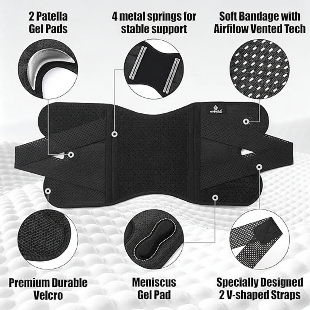 Knee sleeve with straps fastened for a secure and customizable fit