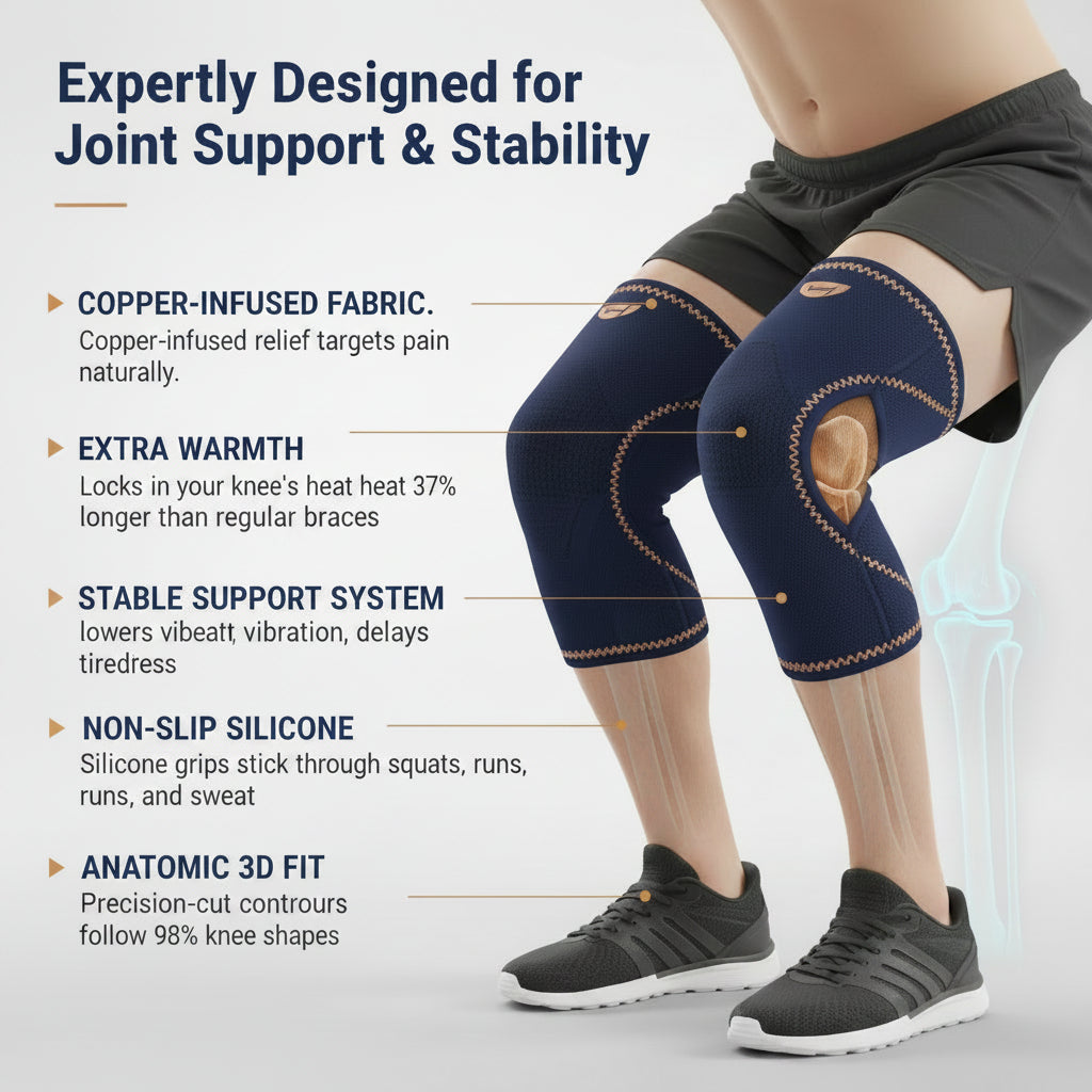 Stretch fabric knee sleeves for active use