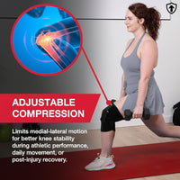 Back view of adjustable knee stabilizer with straps for secure fit