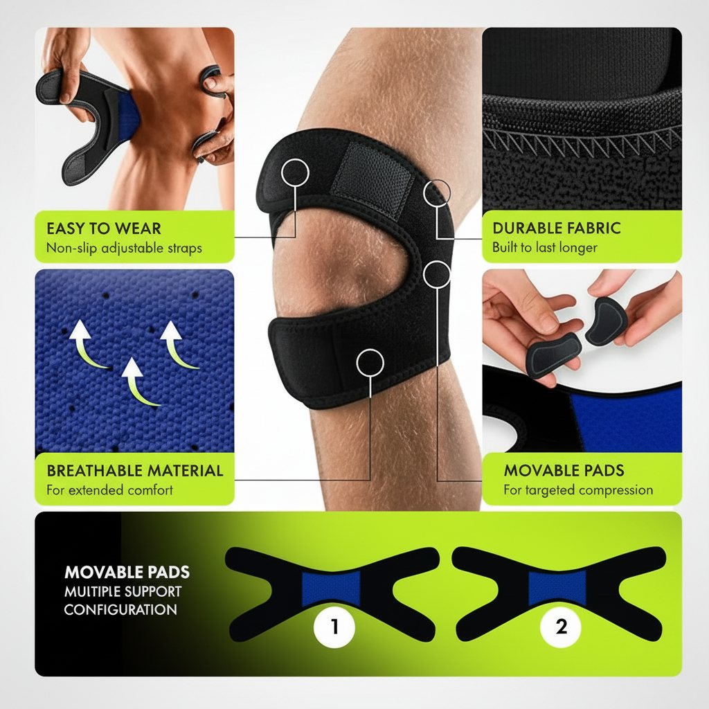 Knee support for walking workouts and daily activities